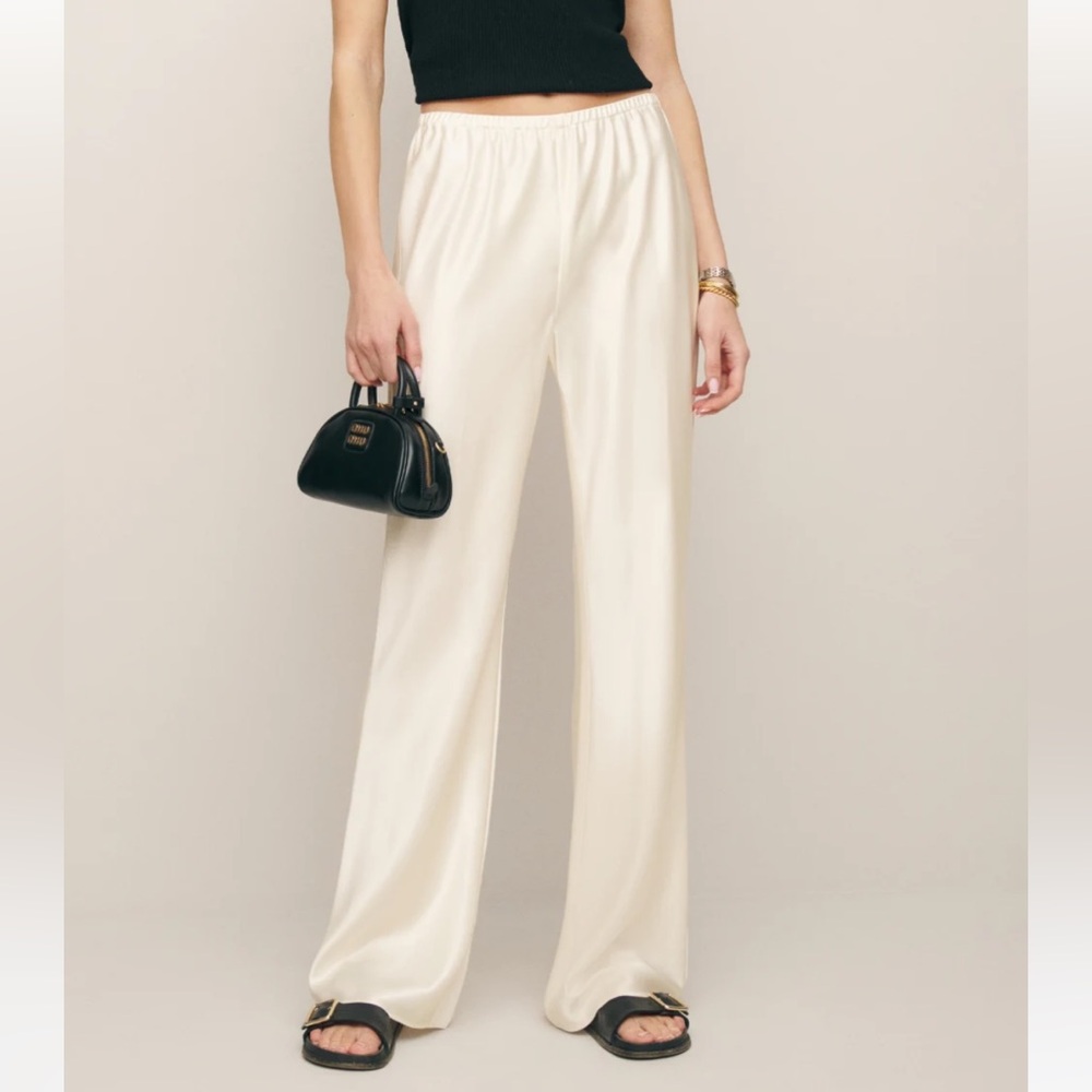 Gale Satin Mid Rise Bias Pant- reformation